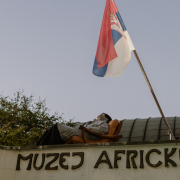Đejmi Hadrović and Adrian Melis, Starving Bureaucrat, Opening performance, photo: Tanja Drobnjak