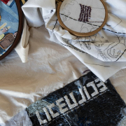 Milica Dukić, Textile Newspapers in cooperation with LiceUlice, SULUJ gallery, photo: Emma Szabó